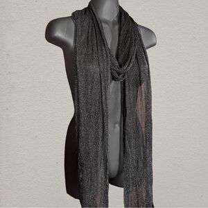Dolls Kill / Darker Wavs Black Metallic Sheer Knit Scarf